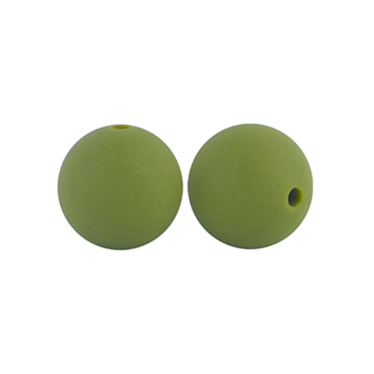 12/15mm Round Army Green Silicone Beads C#19