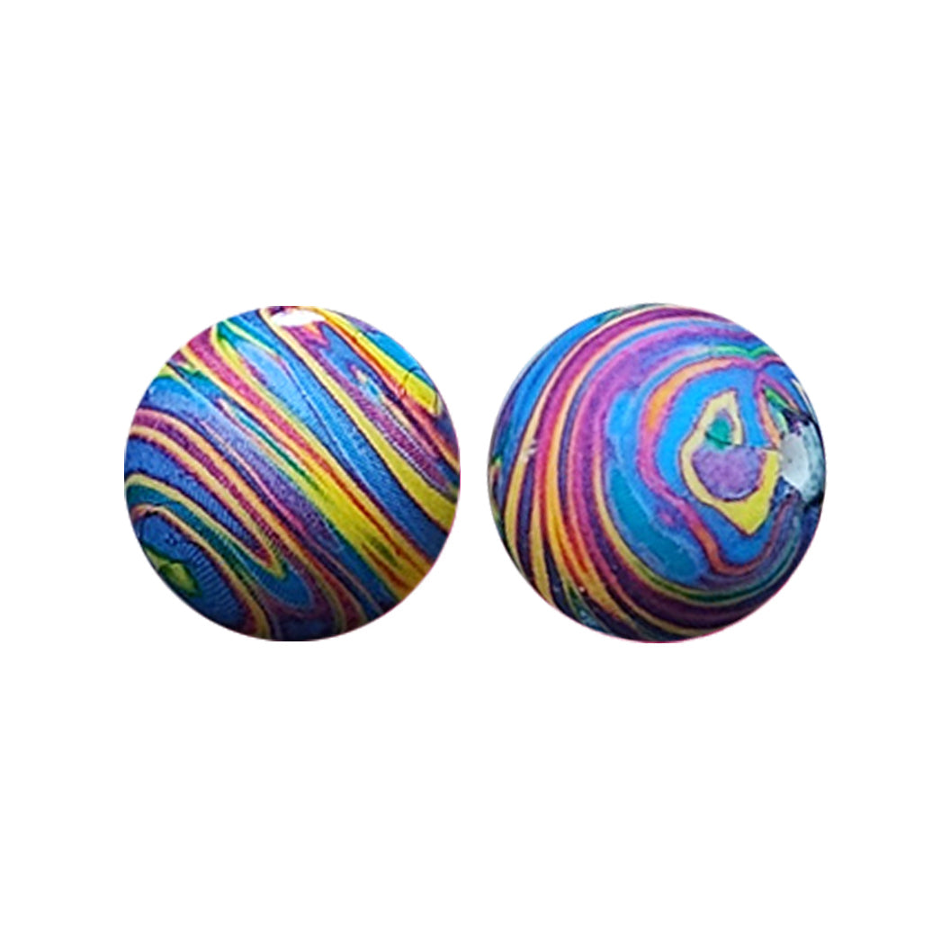 15mm Oil Colour Print Round Silicone Beads ZR#14